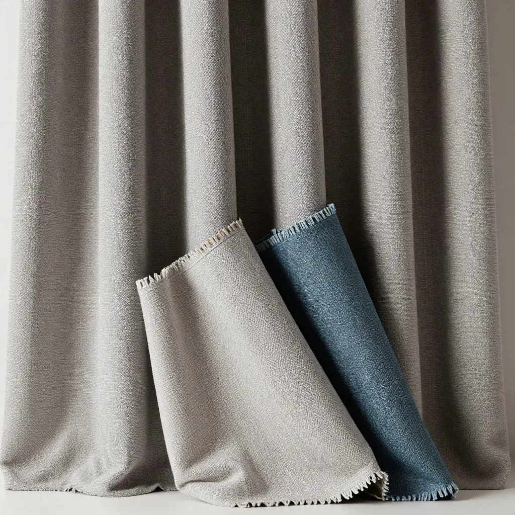 Utvalg av stoffprøver for gardiner